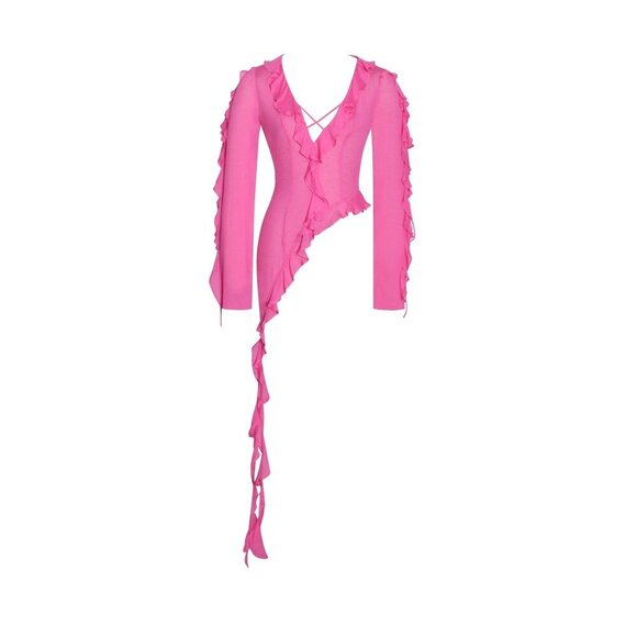 Kellie Fuchsia Pink Ruffle Top - Picture 2 of 15